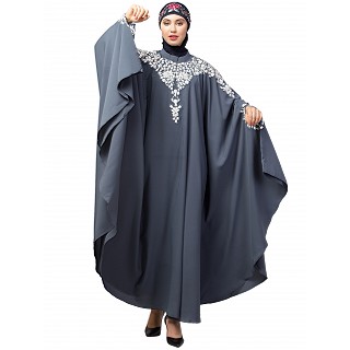 Designer embroidery Irani Kaftan - Grey